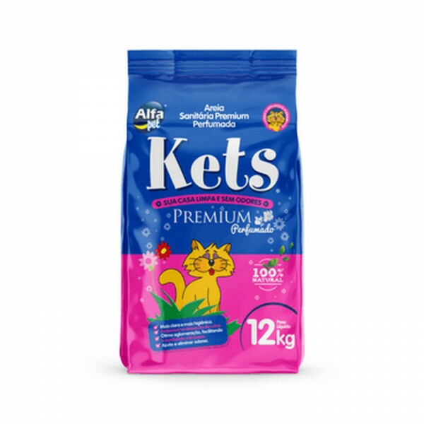 AREIA SANITARIA KETS PREMIUM PERFUMADA COM ARGILA BENTONITA E ESSENCIA 4KG