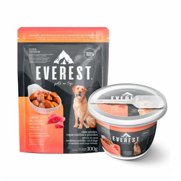 WETCO EVEREST CÃES ADULTOS CUBOS DE CARNE AO MOLHO RAÇAS MÉDIAS E GRANDES 100G