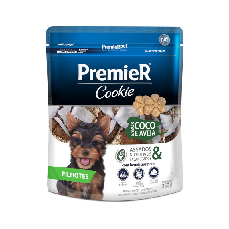 PREMIER COOKIE CAES FIL COCO AVEIA 250G