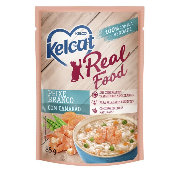 KELCAT ALIM UMIDO REAL FOOD PEIXE BRANCO CAMARAO 85G