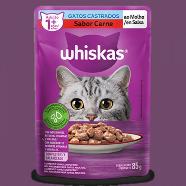 WHISKAS SACHE CASTRADO CARNE 85G
