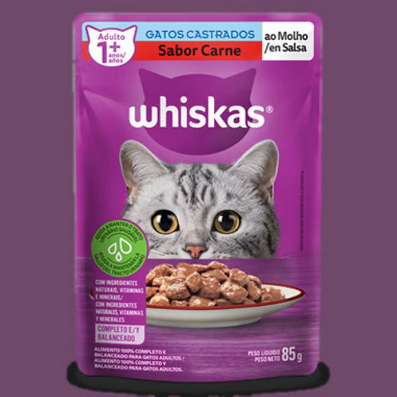 WHISKAS SACHE CASTRADO CARNE 85G